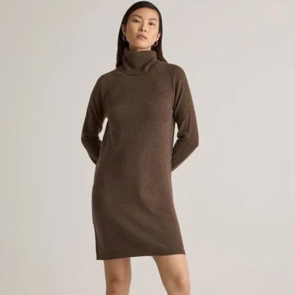 Zara Assymetric Turtleneck Stretch Ribbed Long Sleeve Mini Dress